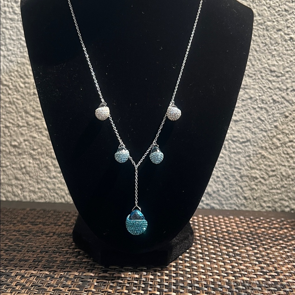 Swarovski Blue Ombré Waterfall Teardrop Necklace